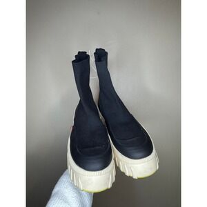 Zara Chunky Sock Boots Black Platform Lug Sole Women's 40